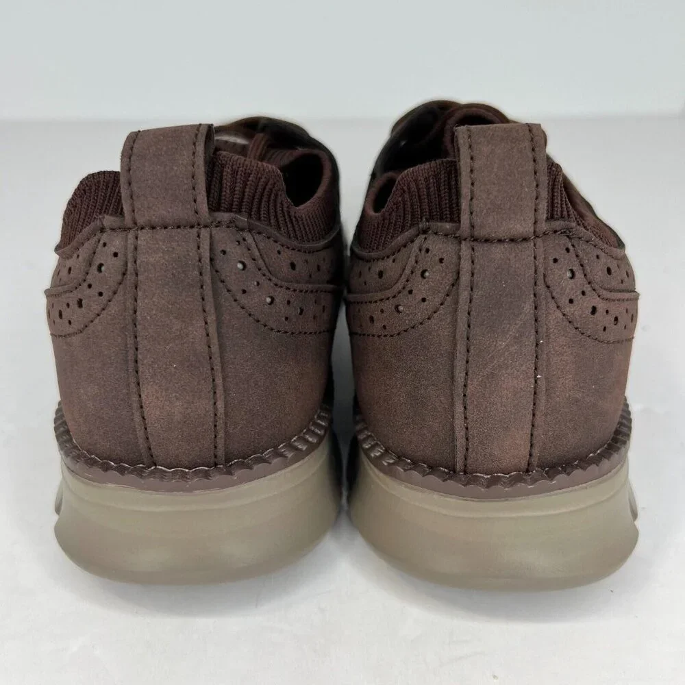 Haoyundong Mens Brown Oxford Faux Leather Casual Fashion Low Top Size 7 Shoes